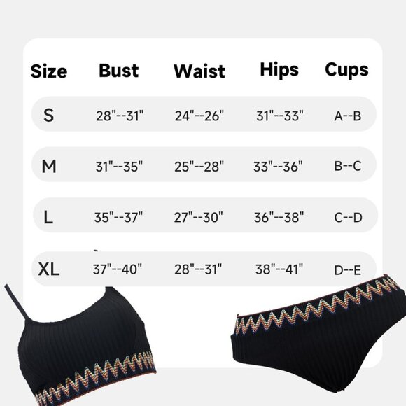 Women High Waisted Bikini Sets Two Pieces Swimsuits Block Trim Bating Suit - Picture 2 of 7